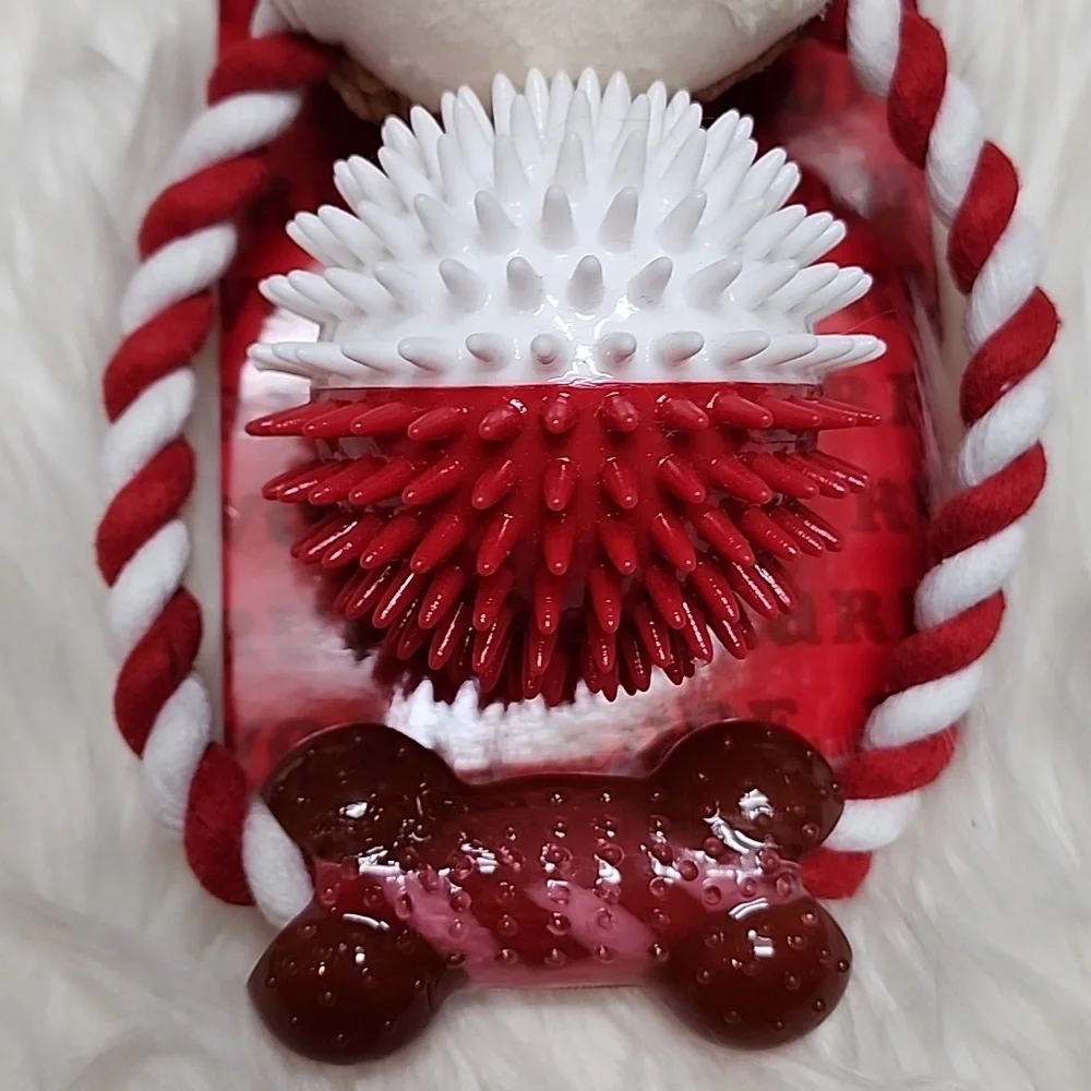 Plaid Reindeer Squeaker Dog Toy with Rope 10